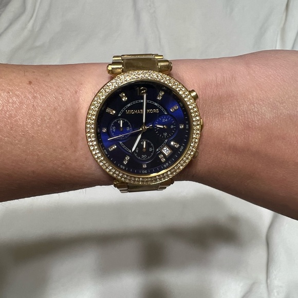 Michael Kors MK6262 Gold Parker Chronograph Blue DIAL Womens Watch - Picture 8 of 9